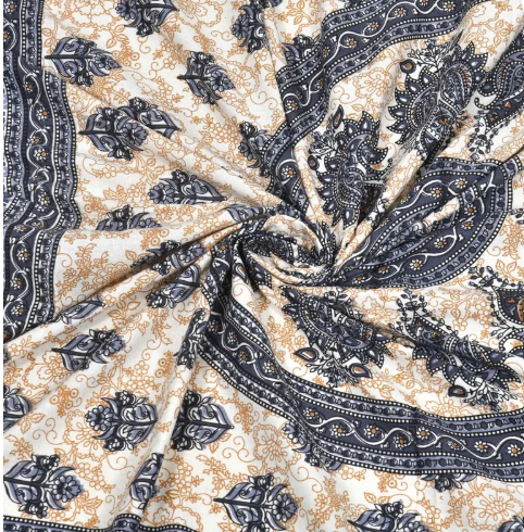 CLOTHOLOGY 144 TC Cotton Double Printed Flat Bedsheet  (Pack of 1, Brown, Grey)