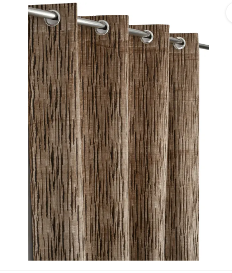 Kraftiq Homes 214 cm (7 ft) Polyester Room Darkening Door Curtain (Pack Of 2)  (Printed, Self Design, Brown)