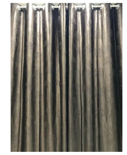 DTODEXPRESS 213.3 cm (7 ft) Polyester Room Darkening Door Curtain (Pack Of 2)  (Floral, Grey)