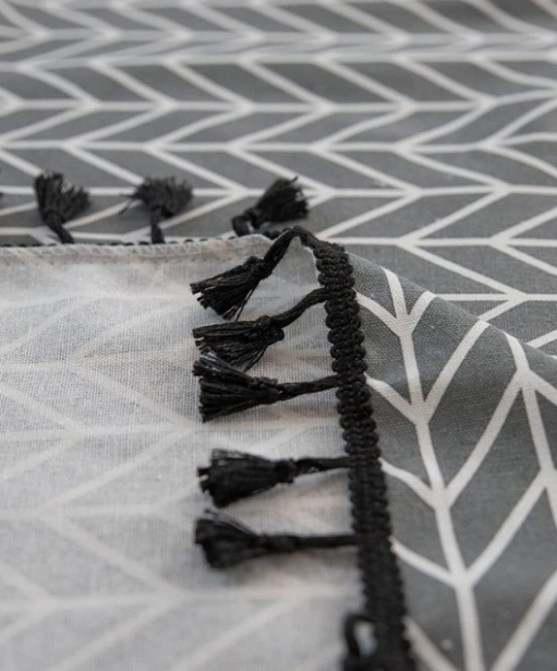 URBAN SPACE | Boho Grey & White Geometric Printed Cotton Door Curtain