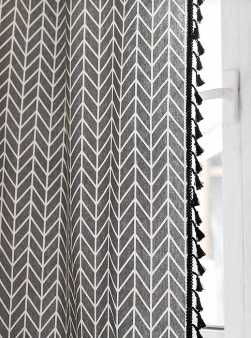 URBAN SPACE | Boho Grey & White Geometric Printed Cotton Door Curtain