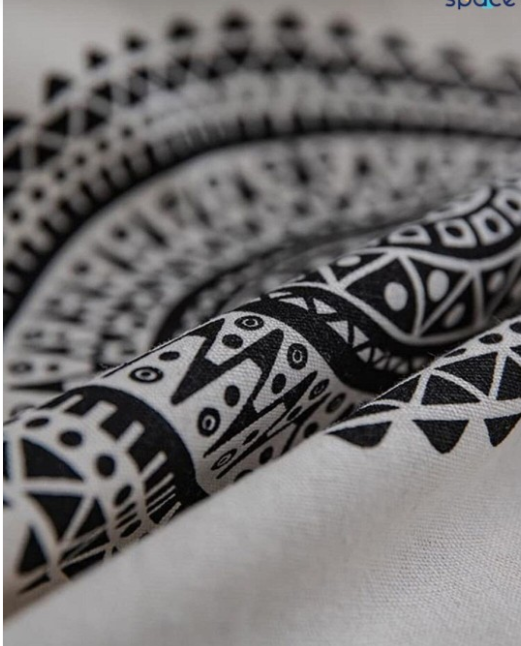 URBAN SPACE |  Boho Black & White Ethnic Motifs Printed Cotton Window Curtain