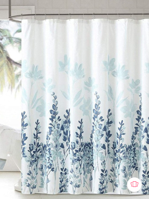homewards | White & Blue Printed Shower Curtains