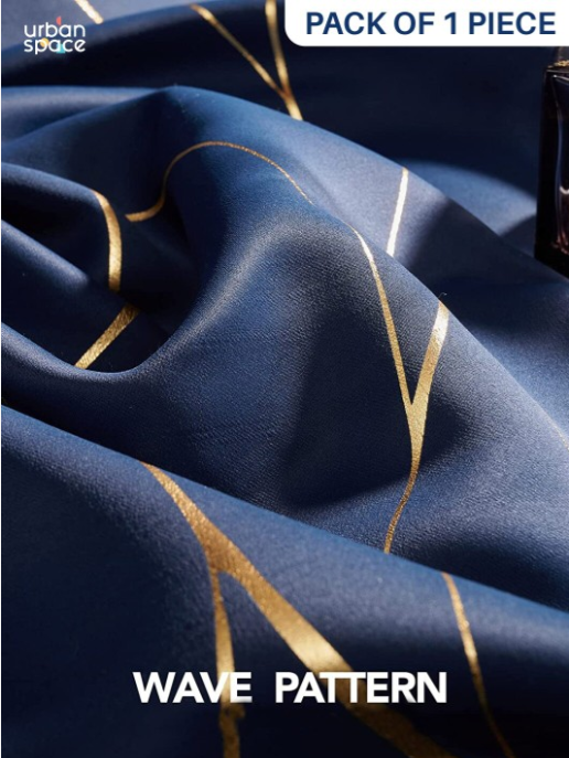 URBAN SPACE |  Navy Blue & Gold-Toned Black Out Door Curtain
