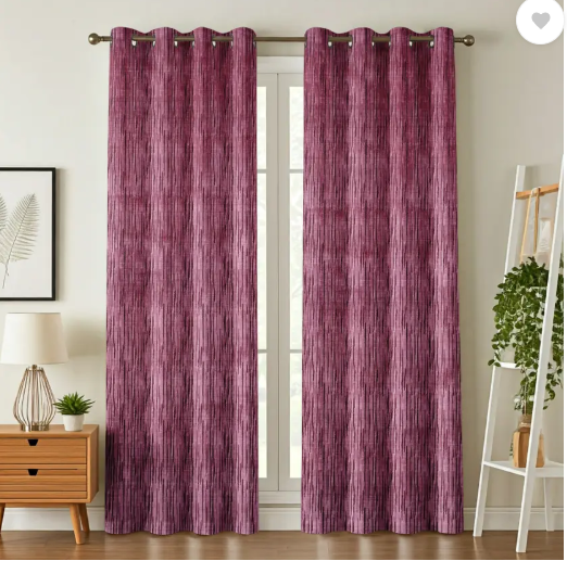 Kraftiq Homes | 152 cm (5 ft) Polyester Room Darkening Window Curtain (Pack Of 2)  (Printed, Self Design, Wine)