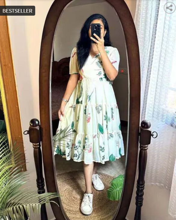 NYRIKA Fit and Flare Floral Gown Dress