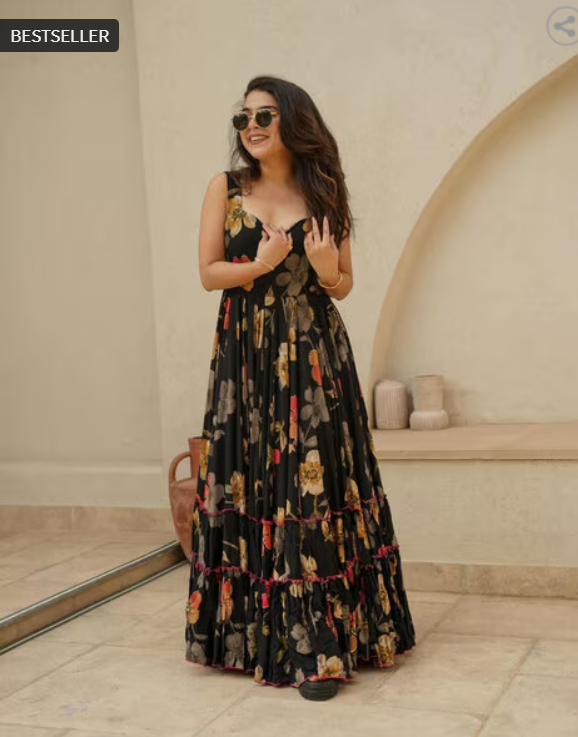 NYRIKA Women Floral Printed Gown Dress