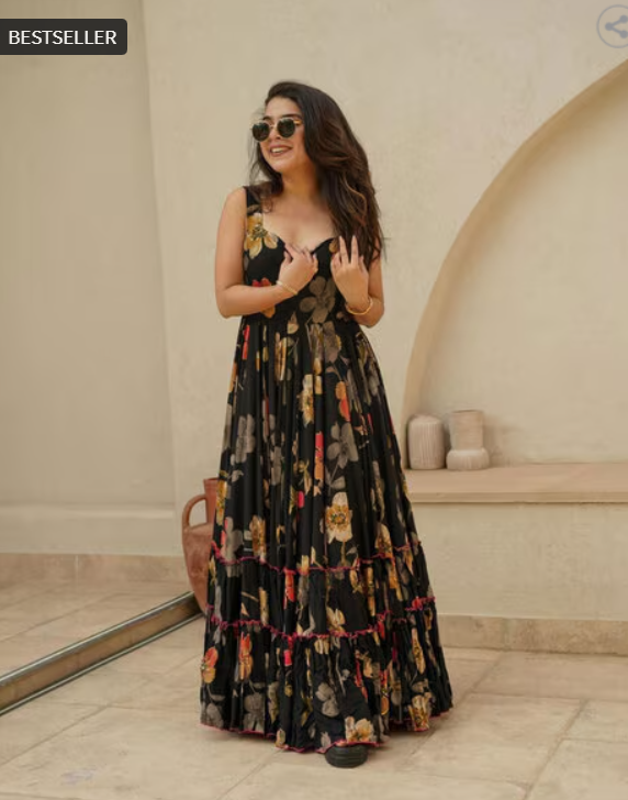 NYRIKA Women Floral Printed Gown Dress