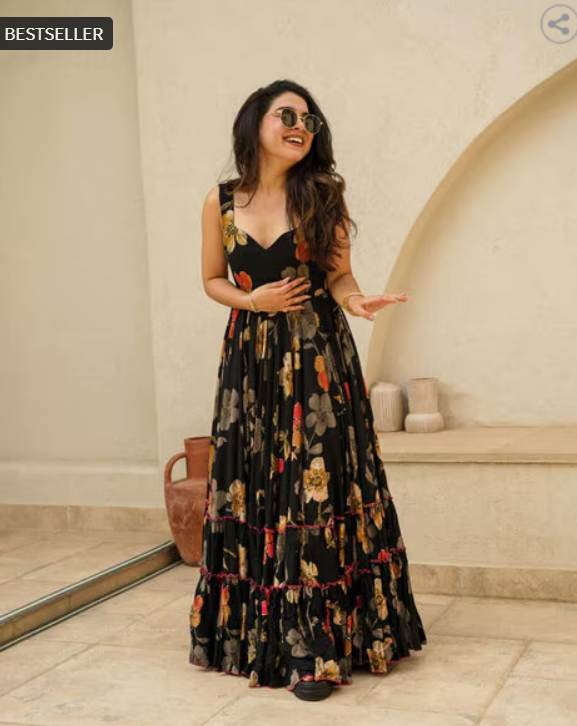 NYRIKA Women Floral Printed Gown Dress