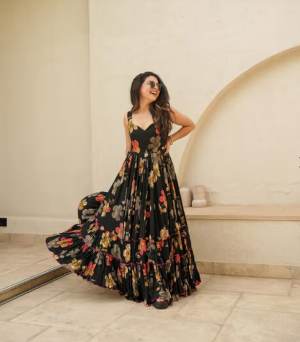 NYRIKA Women Floral Printed Gown Dress