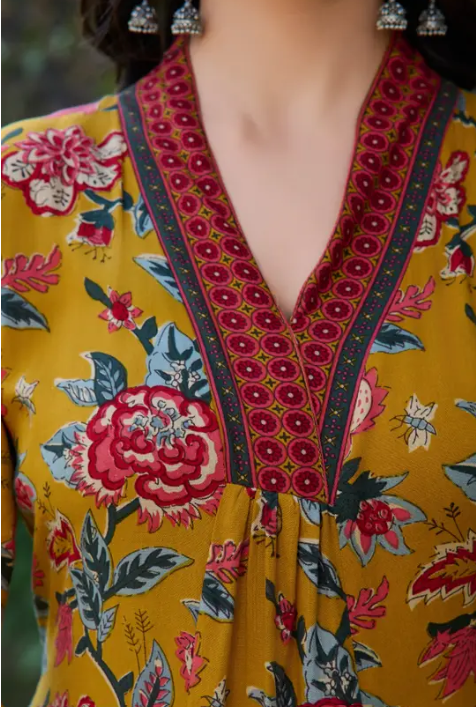 Floral Print Kurta, Salwar & Dupatta Set