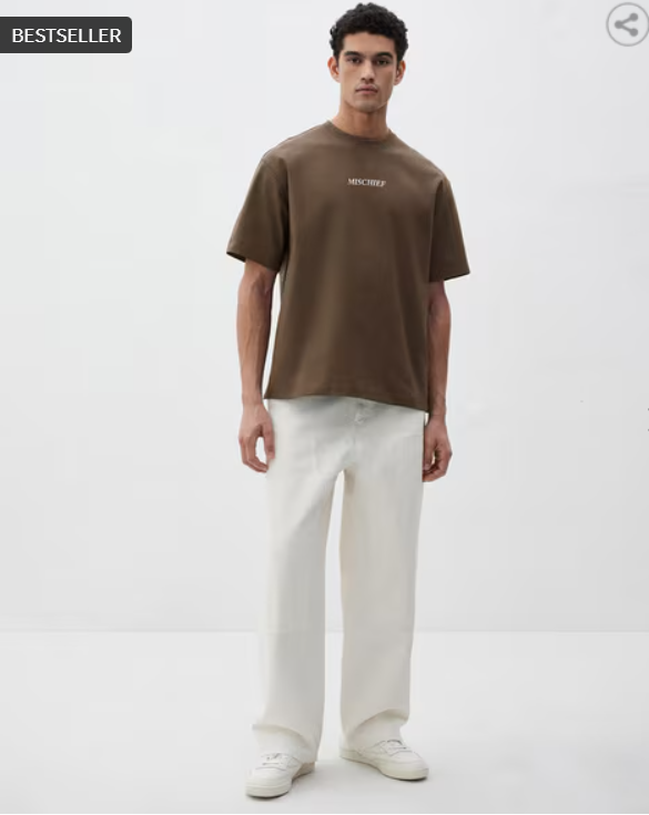 MISCHIEF MONKEY Men Oversized Fit Crew-Neck T-Shirt