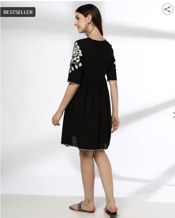 FUSION | Women Embroidered Fit & Flare Dress