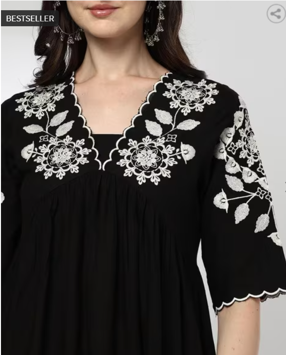 FUSION | Women Embroidered Fit & Flare Dress