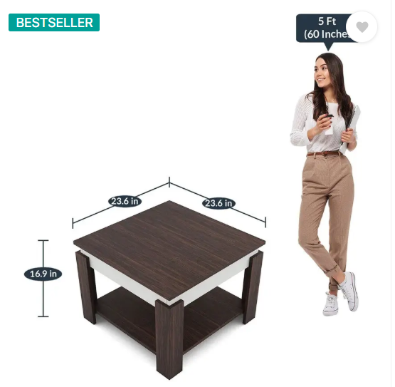 Allie Wood Alex Engineered Wood Coffee Table (Finish Color - Walnut Colour, Pre-assembled)