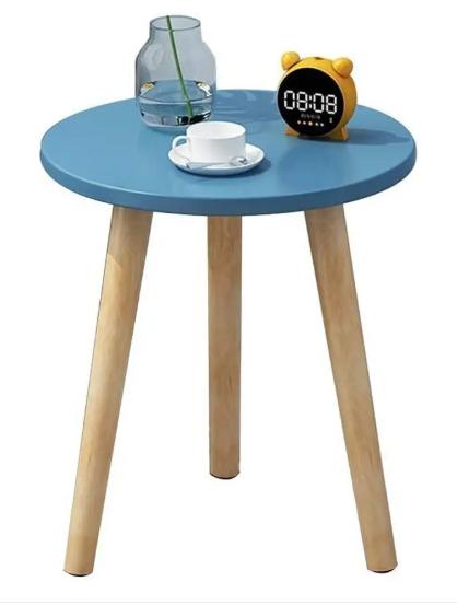 Device Bas with BROWN ART SHOPPEE Round Side Table, Nightstand Coffee End Table for Living Room, Bedroom Engineered Wood Coffee Table (Finish Color - Blue, DIY(Do-It-Yourself))
