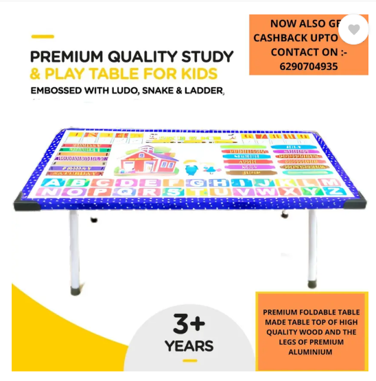 Leysin Educational study table educational board game Ludo Study Table kids spiderman Solid Wood Study Table  (Finish Color - Study Table, Pre-assembled)