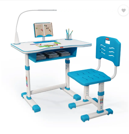 StarAndDaisy Multifunctional Kids Study Table Chair Set with LED Light Plastic Desk Chair Metal Desk Chair (Finish Color - Blue, DIY(Do-It-Yourself))