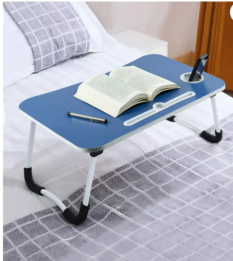 Floresta Wud Engineered Wood Foldable Kid's Study Table With Cup Holder | Laptop Table Engineered Wood Study Table  (Finish Color - Blue, Pre-assembled)