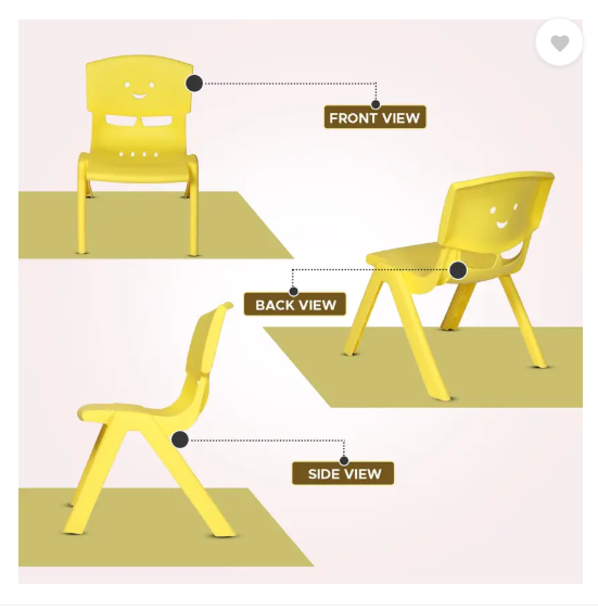 Toyplus Toy Plus Smiley Baby Chair Study Chair for Kids with Backrest, Set of 4 Plastic Chair (Finish Color - Yellow, Pre-assembled)