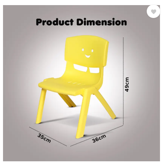 Toyplus Toy Plus Smiley Baby Chair Study Chair for Kids with Backrest, Set of 4 Plastic Chair (Finish Color - Yellow, Pre-assembled)