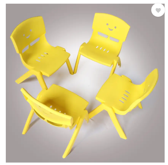 Toyplus Toy Plus Smiley Baby Chair Study Chair for Kids with Backrest, Set of 4 Plastic Chair (Finish Color - Yellow, Pre-assembled)
