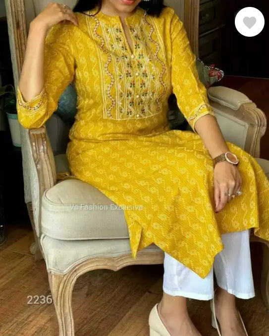 Women Cotton Blend Kurta Pant Set