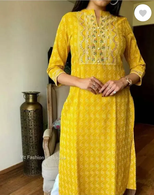 Women Cotton Blend Kurta Pant Set