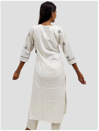 Women Cotton Blend Kurta Pant Set