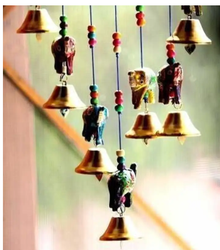 newshivcollection Handcrafted Elephant Design Wood Windchime  (18 inch X 18 inch, Multicolor)