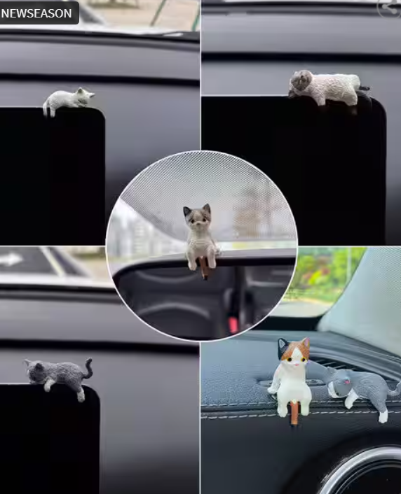 Pack Of 4 Car Decoration Sleeping Mini Cat
