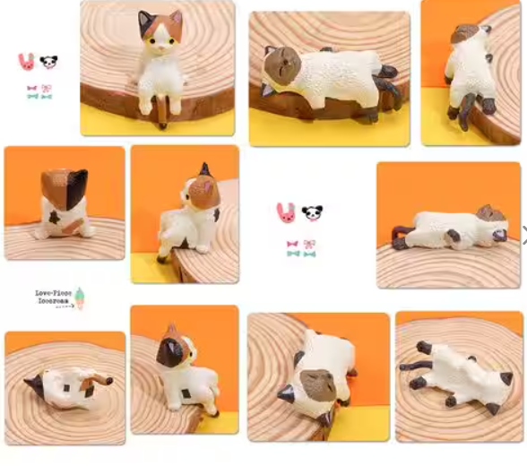 Pack Of 4 Car Decoration Sleeping Mini Cat