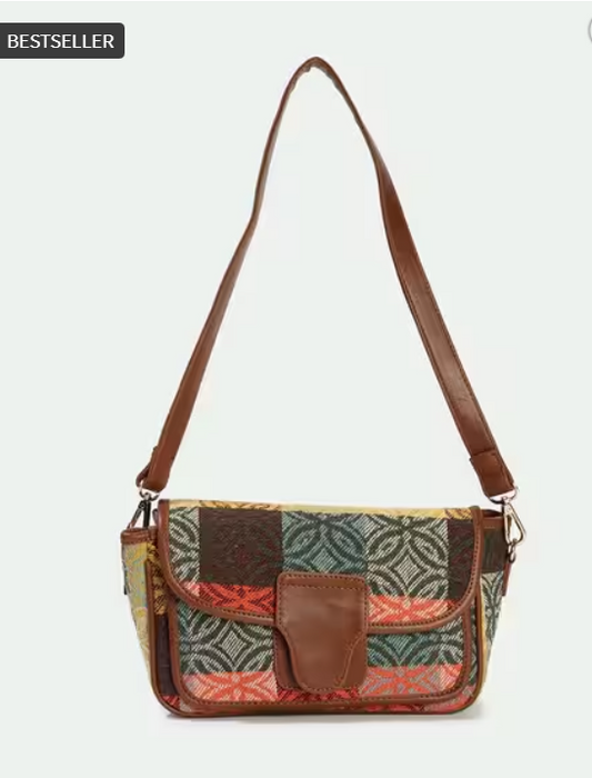 Women Printed Sling Bag with Detachable Strap