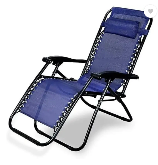SHOPIVAAN Zero Gravity Foldable Recliner Camping Chair Solid Wood Adjustable Fabric Outdoor Chair  (Blue Big Chair, Pre-assembled)
