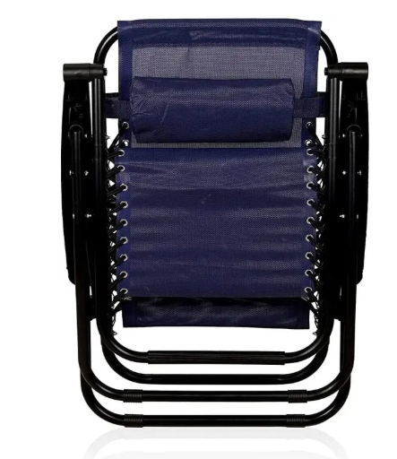 SHOPIVAAN Zero Gravity Foldable Recliner Camping Chair Solid Wood Adjustable Fabric Outdoor Chair  (Blue Big Chair, Pre-assembled)