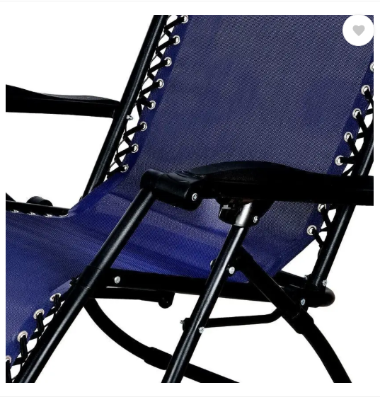 SHOPIVAAN Zero Gravity Foldable Recliner Camping Chair Solid Wood Adjustable Fabric Outdoor Chair  (Blue Big Chair, Pre-assembled)
