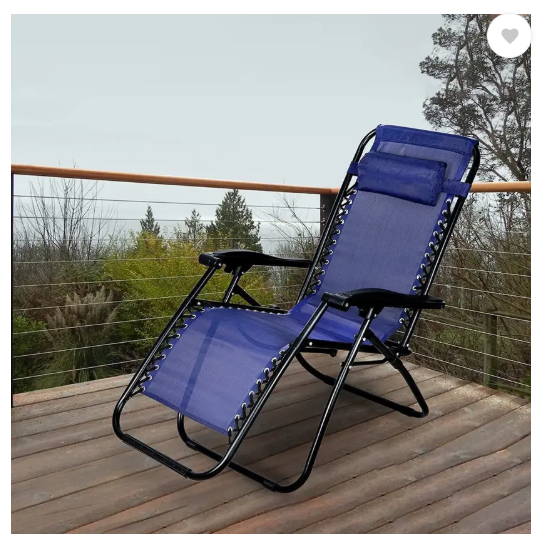 SHOPIVAAN Zero Gravity Foldable Recliner Camping Chair Solid Wood Adjustable Fabric Outdoor Chair  (Blue Big Chair, Pre-assembled)