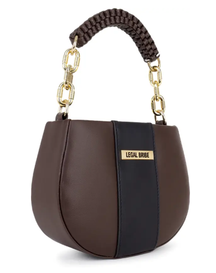 Brown Women Sling Bag Knitted Handle Sling Bag