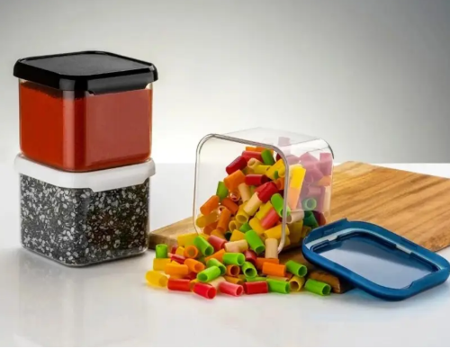 SARAZA Plastic Grocery Container - 550 ml  (Pack of 12, Black)