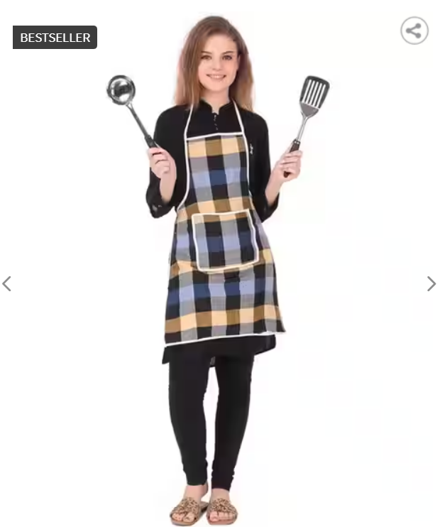 Set of 2 Checked Aprons with Patch Pocket