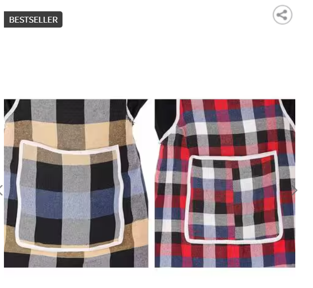 Set of 2 Checked Aprons with Patch Pocket