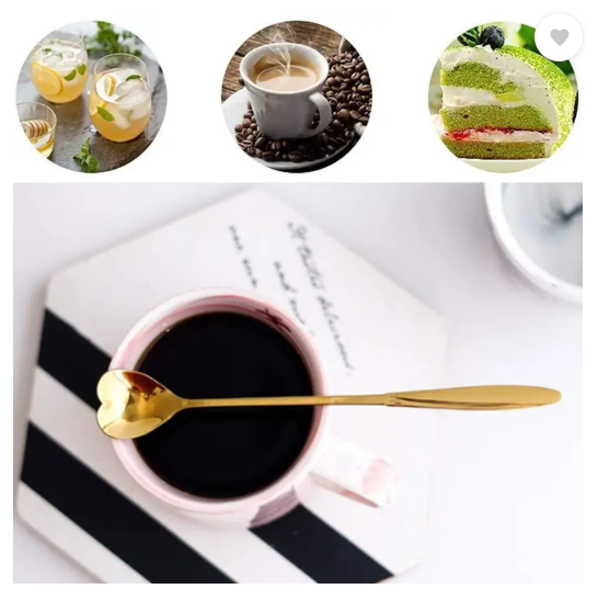 LAKSHMINARAYAN SALES 4PCS Golden Spoon Set/Coffee Spoon/Dessert Spoon/Cutlery Kitchen Tableware Disposable Stainless Steel Cutlery Set  (Pack of 1)