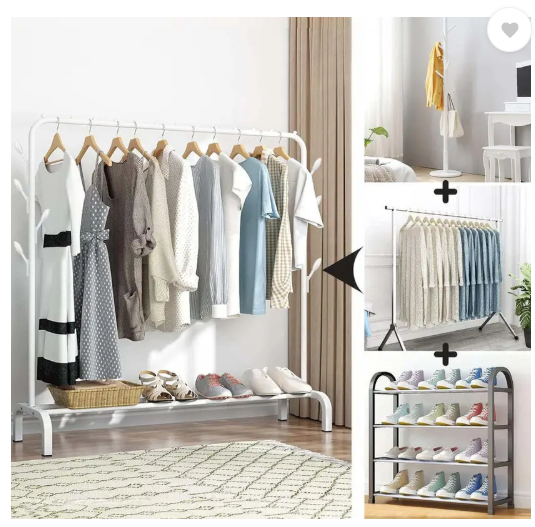 Sasimo 1 Door 2 Shelf Open Coat clothes hanger stand PP PC Collapsible Wardrobe  (Finish Color - .White, DIY(Do-It-Yourself))