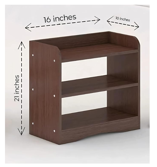 Modern Bedside Table with 3 Shelves,Bed Side Table Wooden Organizer Stand/Home Decor Table/Coffee Table/End Table/Side Table for Bedroom/End Table for Living Room 40.6 x 25.4 x 50.8 cm, Dark Brown