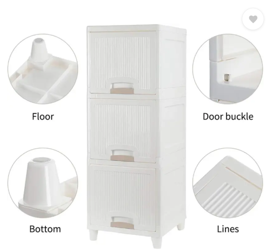 Sasimo 3-Door 3-Shelf Plastic foldable Cupboard PC Collapsible Wardrobe (Finish Color - 3,White, DIY(Do-It-Yourself))
