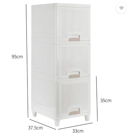 Sasimo 3-Door 3-Shelf Plastic foldable Cupboard PC Collapsible Wardrobe (Finish Color - 3,White, DIY(Do-It-Yourself))