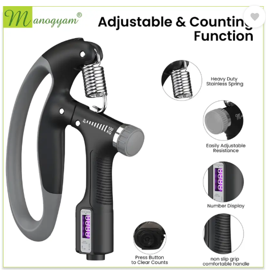Manogyam Professional Training Adjustable Electronic Muscle Training 10-100KG Hand Grip/Fitness Grip  (Black)