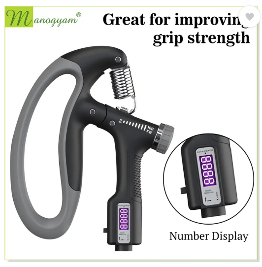 Manogyam Professional Training Adjustable Electronic Muscle Training 10-100KG Hand Grip/Fitness Grip  (Black)
