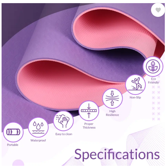 Fitness Mantra Premium TPE Dual Color Anti-Slip with Cover Bag| Purple + Pink| 6 mm Yoga Mat