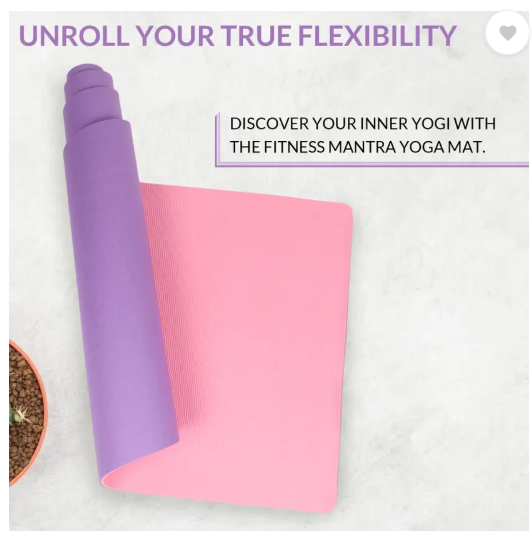 Fitness Mantra Premium TPE Dual Color Anti-Slip with Cover Bag| Purple + Pink| 6 mm Yoga Mat